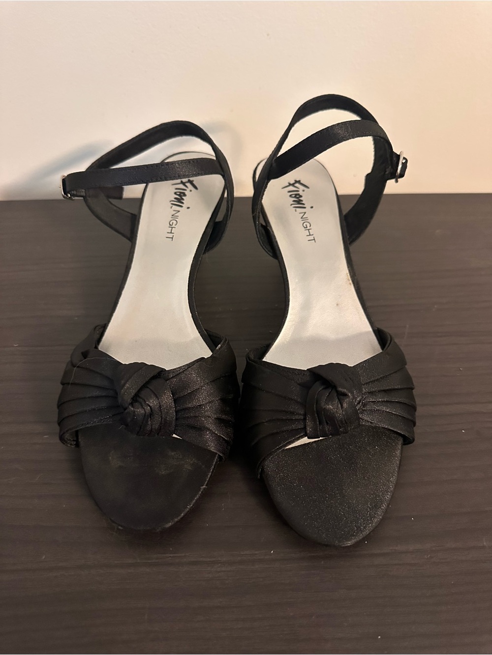 FIONI Clothing Black Knotted Open-Toe Ankle-Strap Heels
